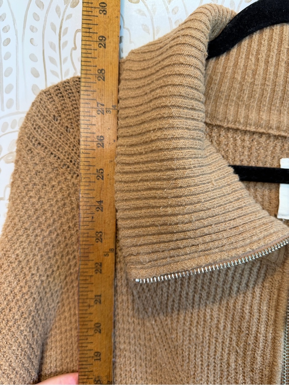 Aerie Oversized Small Brown / Tan Knit Sweater Pullover Quarter Zip Stretchy - Picture 6 of 8